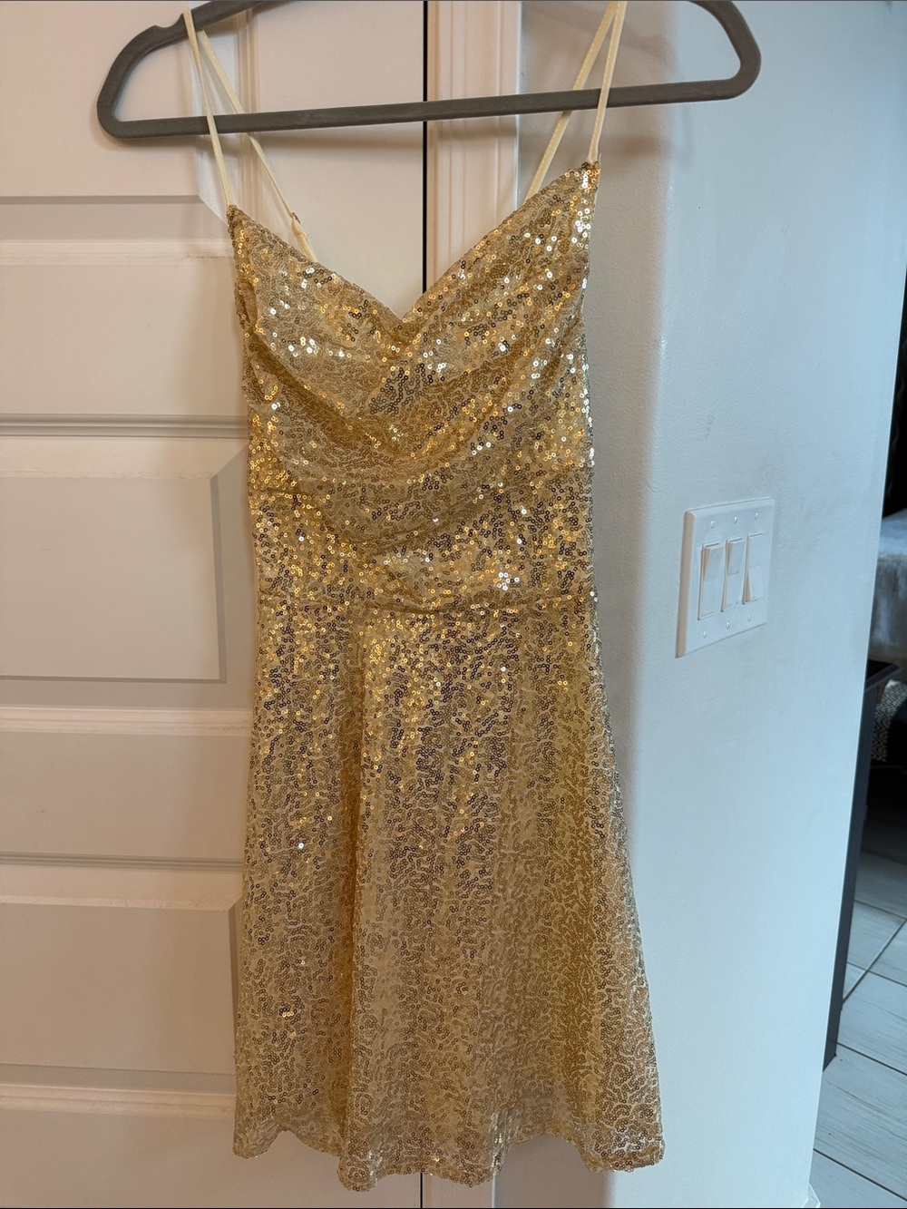 Amazon Gold Sequin Spaghetti Strap Dress